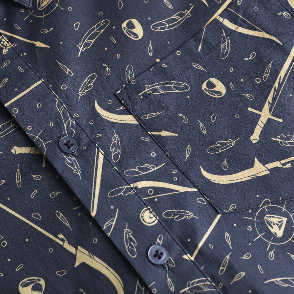 Detail of breast pocket on Weapons & Spells button-up.