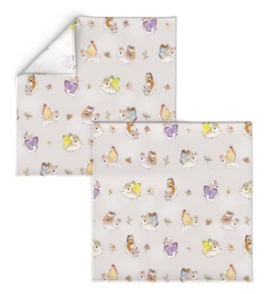 Two Woodsy Jackalopes dinner napkins laid flat on white background.