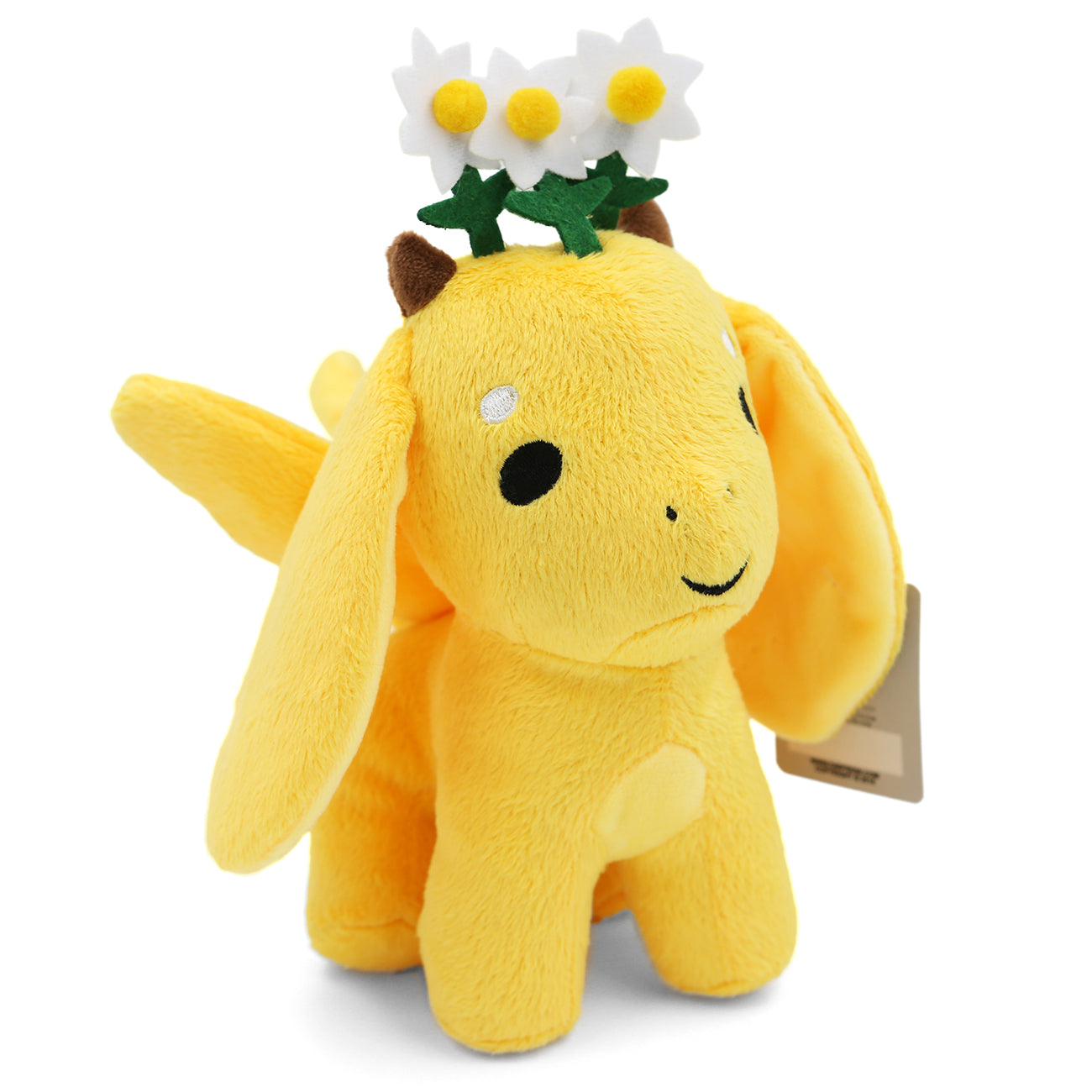 Side angle of Chamomile dragon plush.