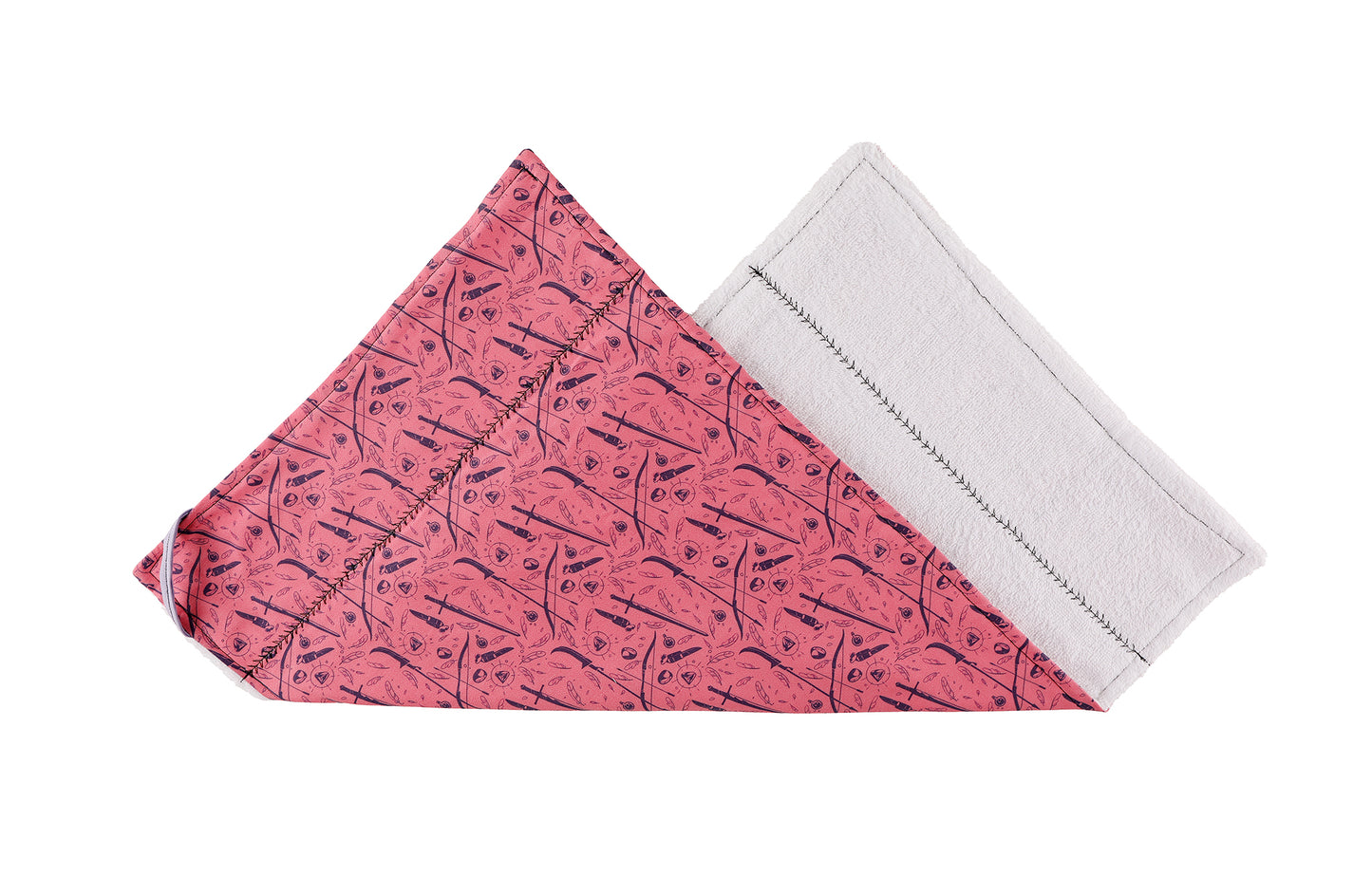 Weapons and Spells Tea Towel folded to show white lining.