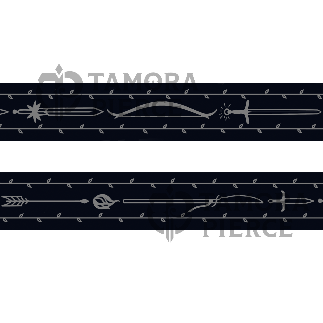Mockup of silver foil weapons and mage fire on navy washi tape.