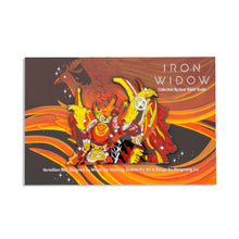 Load image into Gallery viewer, Vermilion Bird Enamel Pin on an Iron Widow card backing with a white background.