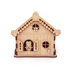 Front view of assembled Baker Bunneh house.