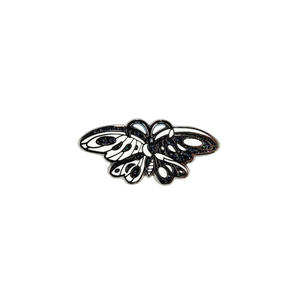 Iron Widow: Butterfly Pin on white background.