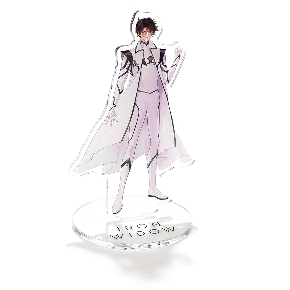 Angled view of Shimin acrylic standee on white background.
