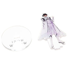 Load image into Gallery viewer, Above view of Shimin acrylic standee disassembled, the figure laying beside the base.