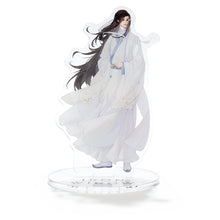 Load image into Gallery viewer, Front view of Yizhi acrylic standee with Iron Widow logo on clear acrylic base.