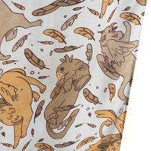 Load image into Gallery viewer, Closeup of Tamora Pierce: Griffins Scarf showing beige and tan griffin sprawling among feathers and other posing griffins.
