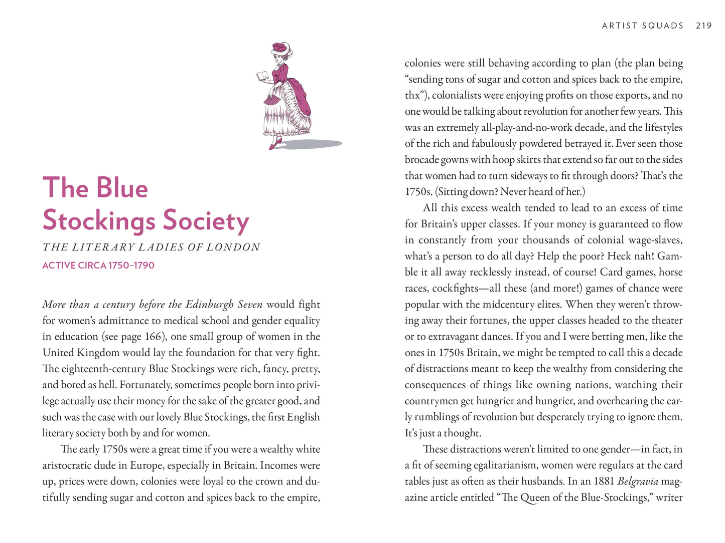 First two pages of "The Blue Stockings Society."
