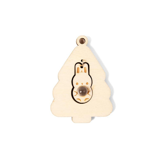 Front view of Bunneh Wooden Ornament on white background.