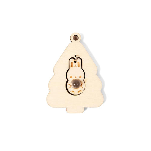 Front view of Bunneh Wooden Ornament on white background.