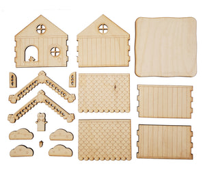 Individual pieces of Baker Bunneh house.