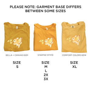 Comparison of differing goldenrod colors between sizes.