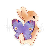 Load image into Gallery viewer, Ferdinand Bunnerfly sticker with purple wings on white background.