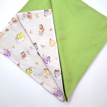 Load image into Gallery viewer, Flat view of green inside of Bunnerfly cloth furoshiki wrap on white background.