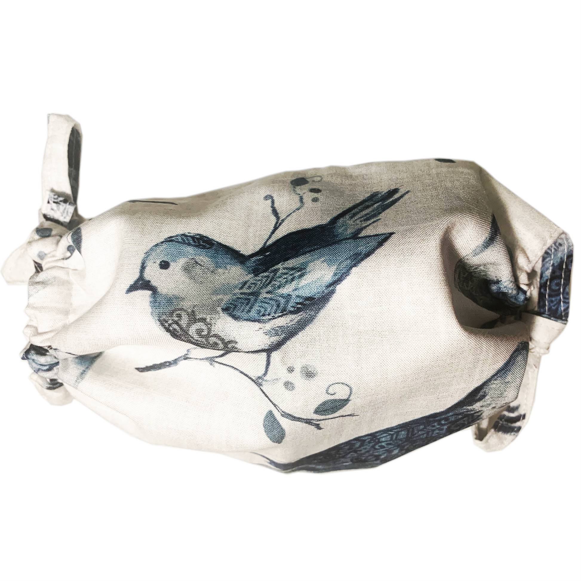 Bird pattern mask on white background.