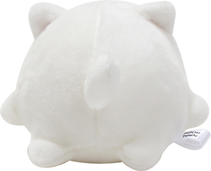 Back view of Odd, a white cat plush.