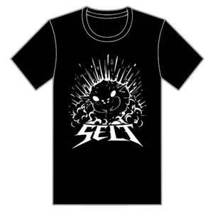 Black T-shirt depicting the game boss Selt, a sandworm, with metal/rock style text reading "SELT" across the bottom of the shirt.