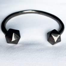 Load image into Gallery viewer, black nickel plated d20 bangle