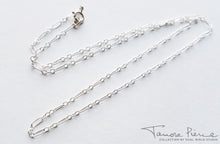 Load image into Gallery viewer, Silver necklace chain on white background.