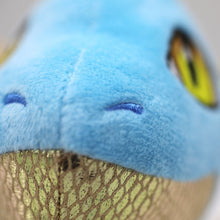 Load image into Gallery viewer, Closeup of blue embroidered nostrils on Skysong dragon plush.