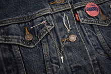 Load image into Gallery viewer, Daine Linked Collar Lapel Pin on denim jacket.