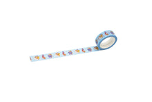 Load image into Gallery viewer, Sky blue  washi tape unrolled on white background.