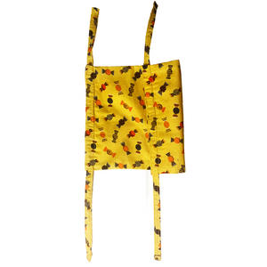 Yellow halloween candies pattern mask on white background.
