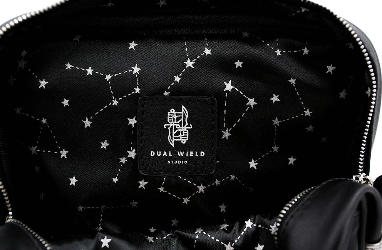 Black and white constellations inner lining and Dual Wield Studio logo patch.