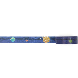washi tape with pixel planets in a pattern