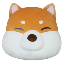 Load image into Gallery viewer, Front view of shiba face cushion on white background.