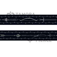 Load image into Gallery viewer, Mockup of silver foil weapons and mage fire on navy washi tape.