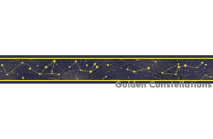 Digital mockup of golden constellations washi tape on white background.